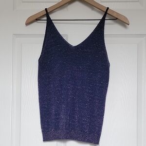 Shimmering V-neck Knit Tank Top Size Small